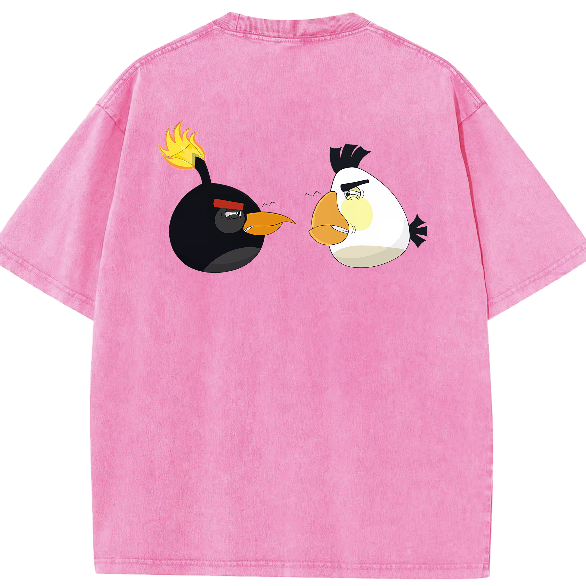 （画像用） Angry Birds アングリーバード 綿100% ヴィンテージ風 半袖Tシャツ（背面プリント）